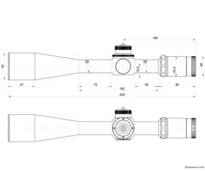 Dimensioned drawing of the KAHLES K1050 10-50x56